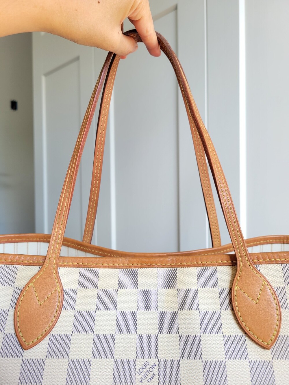 💕BEAUTIFUL Louis Vuitton Tote Bag Neverfull MM Damier AZUR - Microchipped - Picture 3 of 17